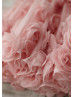 Spaghetti Straps Pink Pleated Chiffon 3D Flowers Wedding Flower Girl Dress